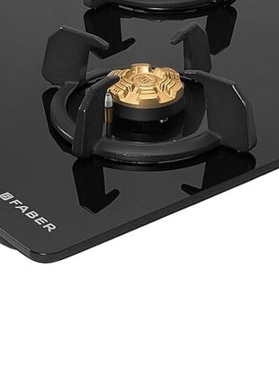 Faber 3 Burner 70cm Hob |Auto-Ignition| HOB PRIME HT703 CRS BR CI AI |Metal Knobs| Cast Iron Pan Support |Hob/Cooktop Hybrid| Black Glass Finish |5 Yr Warranty on Glass,Valve & 2 Yr on Burner by Faber 