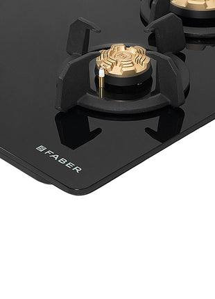 Faber 4 Burner 70Cm HOB |Auto Ignition| HOB PRIME HT704 CRS BR CI AI |Metal Knobs| Cast Iron Pan Support |HOB/Cooktop Hybrid| Black Glass Finish |5 Yrs Warranty On Glass & Valve | 2 Yrs On Burner 