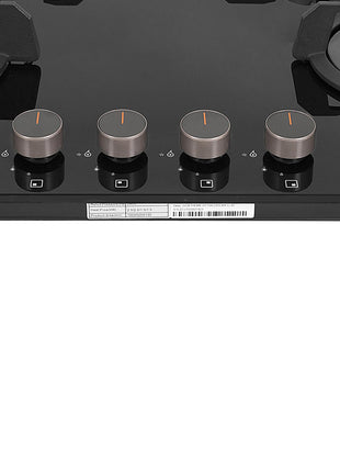Faber 4 Burner 70Cm HOB |Auto Ignition| HOB PRIME HT704 CRS BR CI AI |Metal Knobs| Cast Iron Pan Support |HOB/Cooktop Hybrid| Black Glass Finish |5 Yrs Warranty On Glass & Valve | 2 Yrs On Burner 