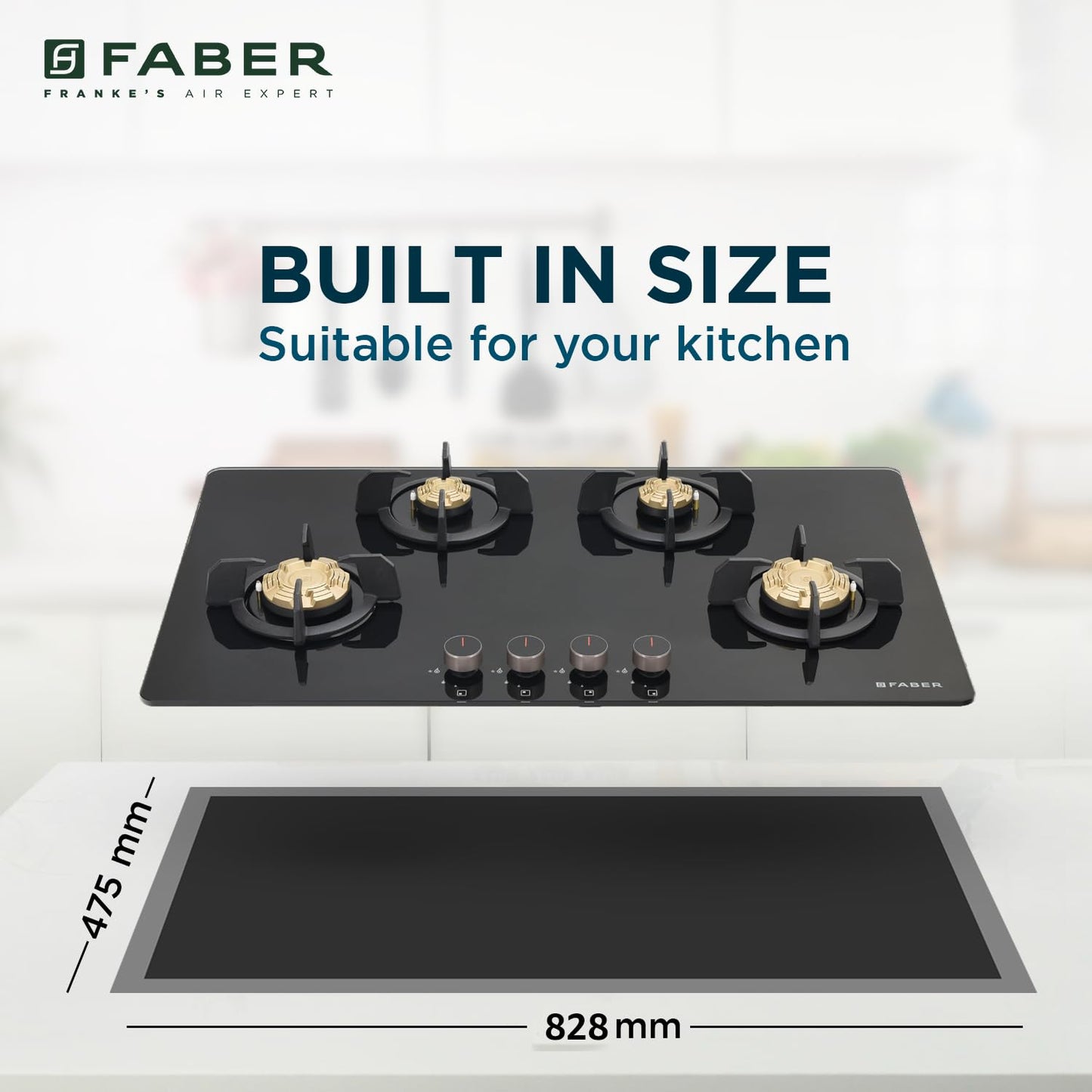 Faber 4 Burner 90Cm HOB |Auto Ignition| HOB PRIME HT904 CRS BR CI AI |Metal Knobs| Cast Iron Pan Support|HOB/Cooktop Hybrid|Black Glass Finish |5 Yrs Warranty On Glass,Valve & 2 Yrs On Burner 