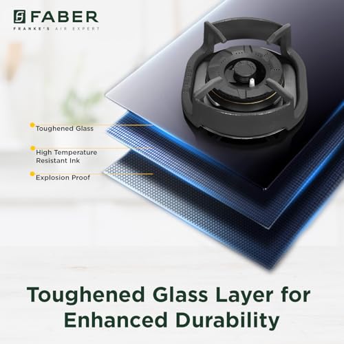 Faber 4 Burner 90cm Eros Hob |Auto-Ignition|Metal Knobs| Cast Iron Pan Support |Hob/Cooktop Hybrid| Black Glass Finish |5 Yrs Warranty on Glass & Valve,2 Yrs on Burner by Faber|Hob Eros IND 904 CI AI 