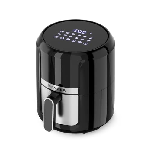 Faber 4L 1350W Digital Air Fryer| Fry, Bake, Roast, Toast, Defrost, Grill & Reheat| 85% Less Oil, 360° Air Cooking| 12-Preset Menu, LED Display, Touch Control, Non-Stick Pan, (Black)| FAF 4.0L AS BK 