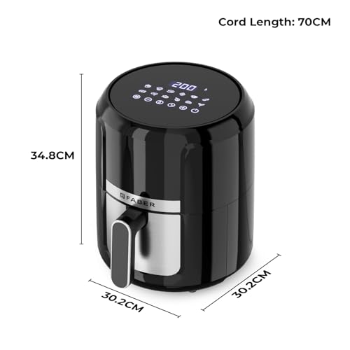 Faber 4L 1350W Digital Air Fryer| Fry, Bake, Roast, Toast, Defrost, Grill & Reheat| 85% Less Oil, 360° Air Cooking| 12-Preset Menu, LED Display, Touch Control, Non-Stick Pan, (Black)| FAF 4.0L AS BK 