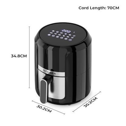 Faber 4L 1350W Digital Air Fryer| Fry, Bake, Roast, Toast, Defrost, Grill & Reheat| 85% Less Oil, 360° Air Cooking| 12-Preset Menu, LED Display, Touch Control, Non-Stick Pan, (Black)| FAF 4.0L AS BK 