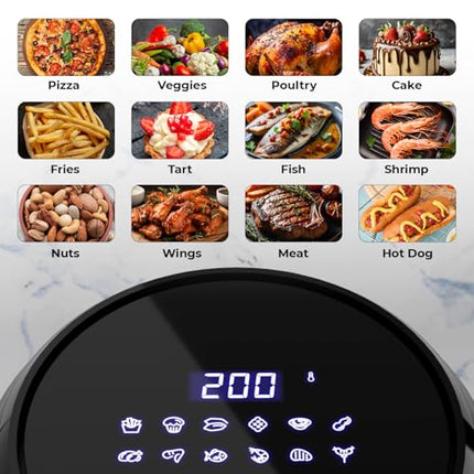 Faber 4L 1350W Digital Air Fryer| Fry, Bake, Roast, Toast, Defrost, Grill & Reheat| 85% Less Oil, 360° Air Cooking| 12-Preset Menu, LED Display, Touch Control, Non-Stick Pan, (Black)| FAF 4.0L AS BK 