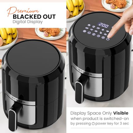 Faber 4L 1350W Digital Air Fryer| Fry, Bake, Roast, Toast, Defrost, Grill & Reheat| 85% Less Oil, 360° Air Cooking| 12-Preset Menu, LED Display, Touch Control, Non-Stick Pan, (Black)| FAF 4.0L AS BK 