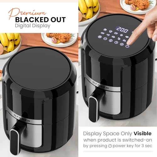 Faber 4L 1350W Digital Air Fryer| Fry, Bake, Roast, Toast, Defrost, Grill & Reheat| 85% Less Oil, 360° Air Cooking| 12-Preset Menu, LED Display, Touch Control, Non-Stick Pan, (Black)| FAF 4.0L AS BK 
