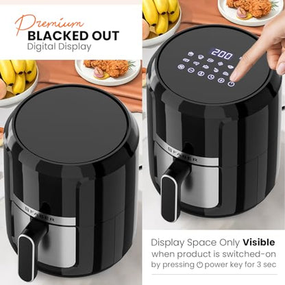 Faber 4L 1350W Digital Air Fryer| Fry, Bake, Roast, Toast, Defrost, Grill & Reheat| 85% Less Oil, 360° Air Cooking| 12-Preset Menu, LED Display, Touch Control, Non-Stick Pan, (Black)| FAF 4.0L AS BK 