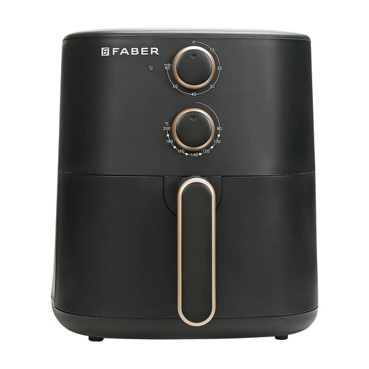 Faber 6 liter 1500W Air Fryer|Fry, Bake, Roast, Toast, Defrost, Grill & Reheat|360° Rapid Air Cooking, 85% Less Oil|Temperature & Time Control, Non-Stick Fryer Pan, Auto-Off | Sleek Design | (Black) 