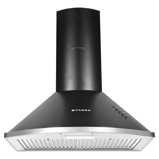 Faber 60 cm 1000 m³/HR Pyramid Kitchen Chimney || 12 year warranty on Motor|| Motor- 240 Watt (HOOD CLASS PRO PB BK LTW 60, Baffle Filters,Black) 