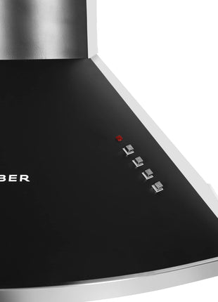 Faber 60 cm 1000 m³/HR Pyramid Kitchen Chimney || 12 year warranty on Motor|| Motor- 240 Watt (HOOD CLASS PRO PB BK LTW 60, Baffle Filters,Black) 