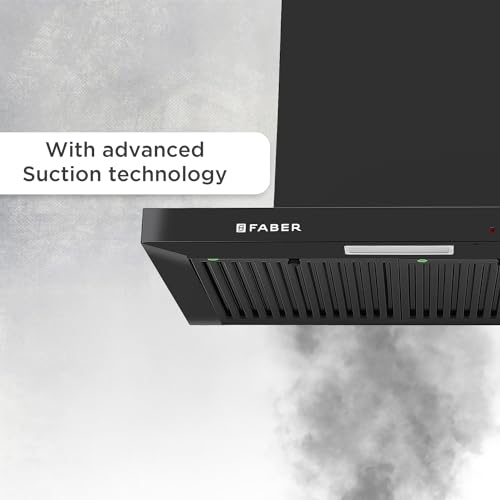 Faber 60 cm 1000 m³/hr T-Shape Kitchen Chimney || Baffle Filter || 12 years warranty on Motor|| Motor- 250 Watt (HOOD MARS PB BF BK 60) 