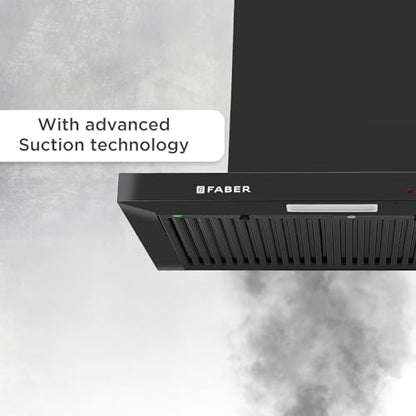 Faber 60 cm 1000 m³/hr T-Shape Kitchen Chimney || Baffle Filter || 12 years warranty on Motor|| Motor- 250 Watt (HOOD MARS PB BF BK 60) 