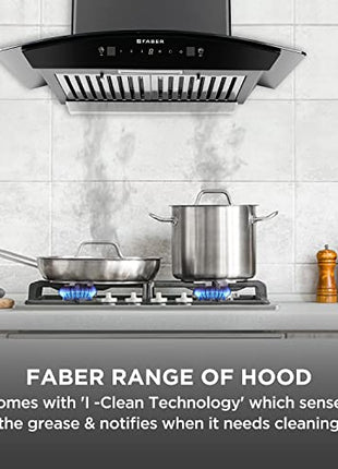 Faber 60cm 1500 m³/hr Autoclean Kitchen Chimney|Autoclean Alarm|Mood Light|12Yr Warranty on Motor 2Yr Comprehensive by Faber|Baffle Filter|Touch & Gesture|Hood Primus Plus Energy in HCSC BK 60,Black 