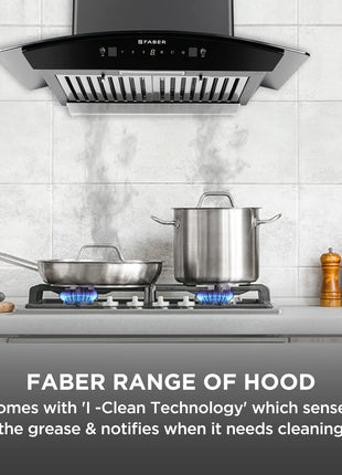Faber 60cm 1500 m³/hr Autoclean Kitchen Chimney|Autoclean Alarm|Mood Light|12Yr Warranty on Motor 2Yr Comprehensive by Faber|Baffle Filter|Touch & Gesture|Hood Primus Plus Energy in HCSC BK 60,Black 