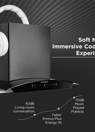 Faber 60cm 1500 m³/hr Autoclean Kitchen Chimney|Autoclean Alarm|Mood Light|12Yr Warranty on Motor 2Yr Comprehensive by Faber|Baffle Filter|Touch & Gesture|Hood Primus Plus Energy in HCSC BK 60,Black 