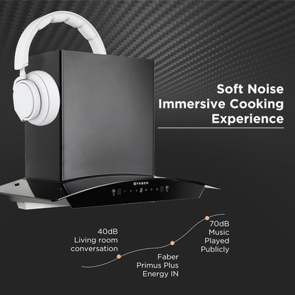 Faber 60cm 1500 m³/hr Autoclean Kitchen Chimney|Autoclean Alarm|Mood Light|12Yr Warranty on Motor 2Yr Comprehensive by Faber|Baffle Filter|Touch & Gesture|Hood Primus Plus Energy in HCSC BK 60,Black 