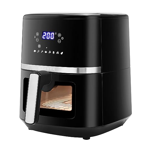 Faber 6L 1500W Digital Air Fryer | Fry, Bake, Roast, Toast, Defrost, Grill & Reheat | 85% Less Oil, 360° Air Cooking | 8-Preset Menu, LED Display & Touch Control, Non-Stick Pan, View Window | (Black) 