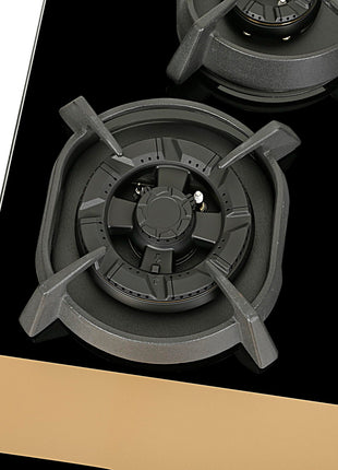 Faber 70cm 4Burner Gas Hob | Flame Failure Device | Cast Iron Pan Support | Metal Knobs | Dual Flame Burner | 8mm Toughened Black Glass | Versatile Hob/Cooktop | Hob Utopia Pro HT 704 BR CI 