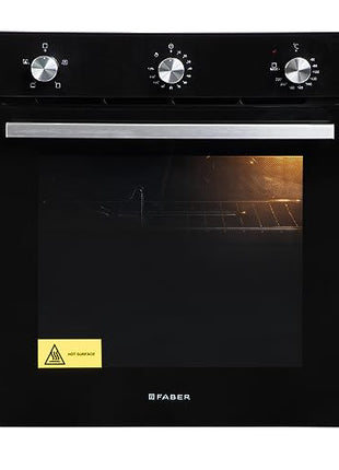 Faber 80L Black Finish Built-In Oven || Push/Pull Knob Control with Digital Display || 4 Cooking Functions with Grill Rack, Universal Pan|| FBIO 80L 4F BK with 1 Yr Comprehensive Warranty 