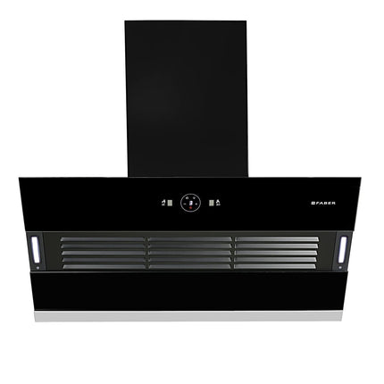 Faber 90 cm 1200 m3/hr Slant, Filterless Auto Clean Chimney, 12Yr Warranty on Motor(2Yr Comprehensive)|| Italian Design (HOOD VERTIGO FL SC AC BK 90, Touch & Gesture Control, Black) 