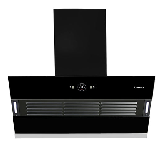 Faber 90 cm 1200 m3/hr Slant, Filterless Auto Clean Chimney, 12Yr Warranty on Motor(2Yr Comprehensive)|| Italian Design (HOOD VERTIGO FL SC AC BK 90, Touch & Gesture Control, Black) 