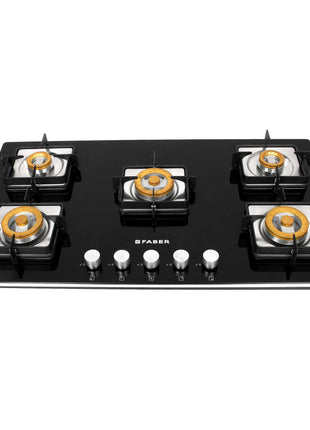 Faber 90 cm Hobtop 5 Burner, Auto Ignition (HOB HTG 905 CRS BR CI) 