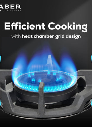 Faber 90Cm 4 Burner HOB|Auto Ignition|Built-In Or Hobtop|Flame Failure Device|Cast Iron Pan Support|Glass Matt Finish|Metal Knobs|Warranty 5 Years On Glass & Valves|HOB EXPERIA HT904 ALU AI FFD,Black 