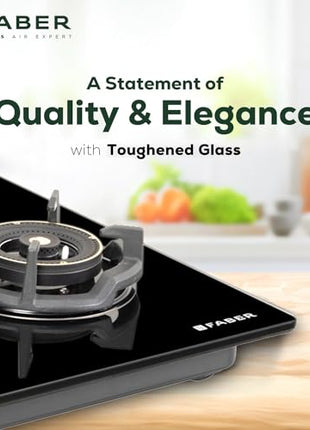 Faber 90Cm 4 Burner HOB|Auto Ignition|Built-In Or Hobtop|Flame Failure Device|Cast Iron Pan Support|Glass Matt Finish|Metal Knobs|Warranty 5 Years On Glass & Valves|HOB EXPERIA HT904 ALU AI FFD,Black 