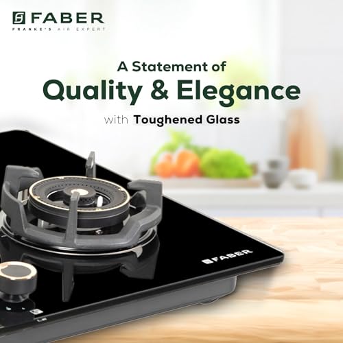 Faber 90Cm 4 Burner HOB|Auto Ignition|Built-In Or Hobtop|Flame Failure Device|Cast Iron Pan Support|Glass Matt Finish|Metal Knobs|Warranty 5 Years On Glass & Valves|HOB EXPERIA HT904 ALU AI FFD,Black 