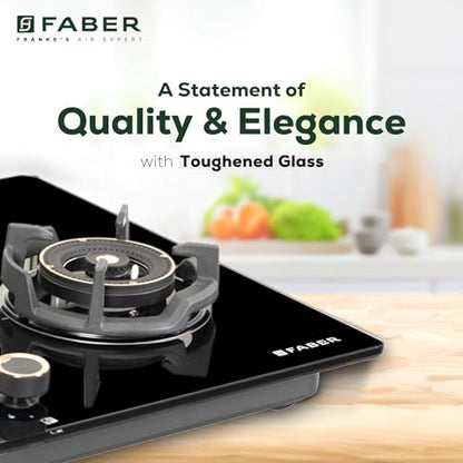 Faber 90Cm 4 Burner HOB|Auto Ignition|Built-In Or Hobtop|Flame Failure Device|Cast Iron Pan Support|Glass Matt Finish|Metal Knobs|Warranty 5 Years On Glass & Valves|HOB EXPERIA HT904 ALU AI FFD,Black 