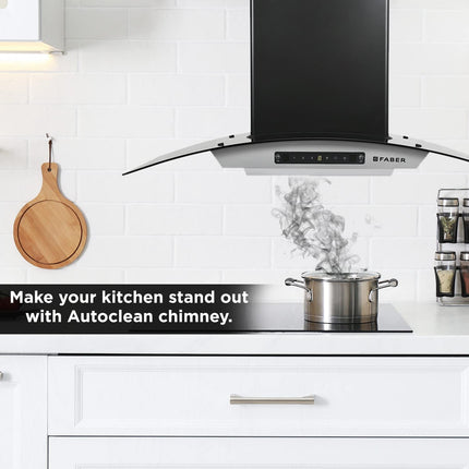 Faber 90cm 1200 m3/hr, Autoclean Chimney, Filterless, 8Yr on Motor, 2Yr Comprehensive Warranty, Hood Venice in HC SC FL LG 90, Touch & Gesture Control, Light Grey), Free 1 Year Extended warranty 
