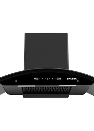Faber 90cm 1400 m³/hr Autoclean Kitchen Chimney|Broad Body|Curved Glass|Filterless |Touch & Gesture Control|Black Finish|12Yr Warranty on Motor 2Yr Comprehensive by Faber|HOOD TITANIUM IN HC SC FL 90 