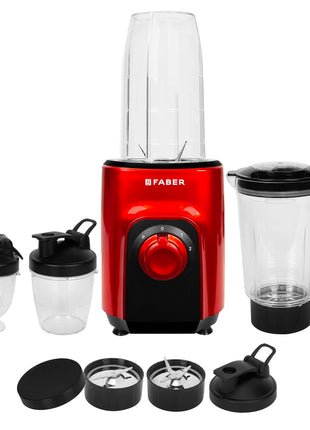 Faber ARIA 4in1 Sportz Blender |Mixer Grinder Blender|400 Watts |Smoothie maker|100% Copper Motor|Detachable SS Blade|2 PC Jar,1 Mug and 1Dessert cup |Wet, Dry Grinding |2 Year Warranty by Faber(Wine) 