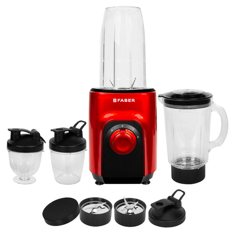 Faber ARIA 4in1 Sportz Blender |Mixer Grinder Blender|400 Watts |Smoothie maker|100% Copper Motor|Detachable SS Blade|2 PC Jar,1 Mug and 1Dessert cup |Wet, Dry Grinding |2 Year Warranty by Faber(Wine) 