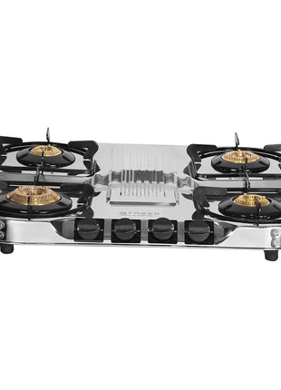 Faber Gas stove 4 burner glass cooktop (Hob Cooktop ASTRA 4BB SS) Stainless Steel, Manual Ignition 