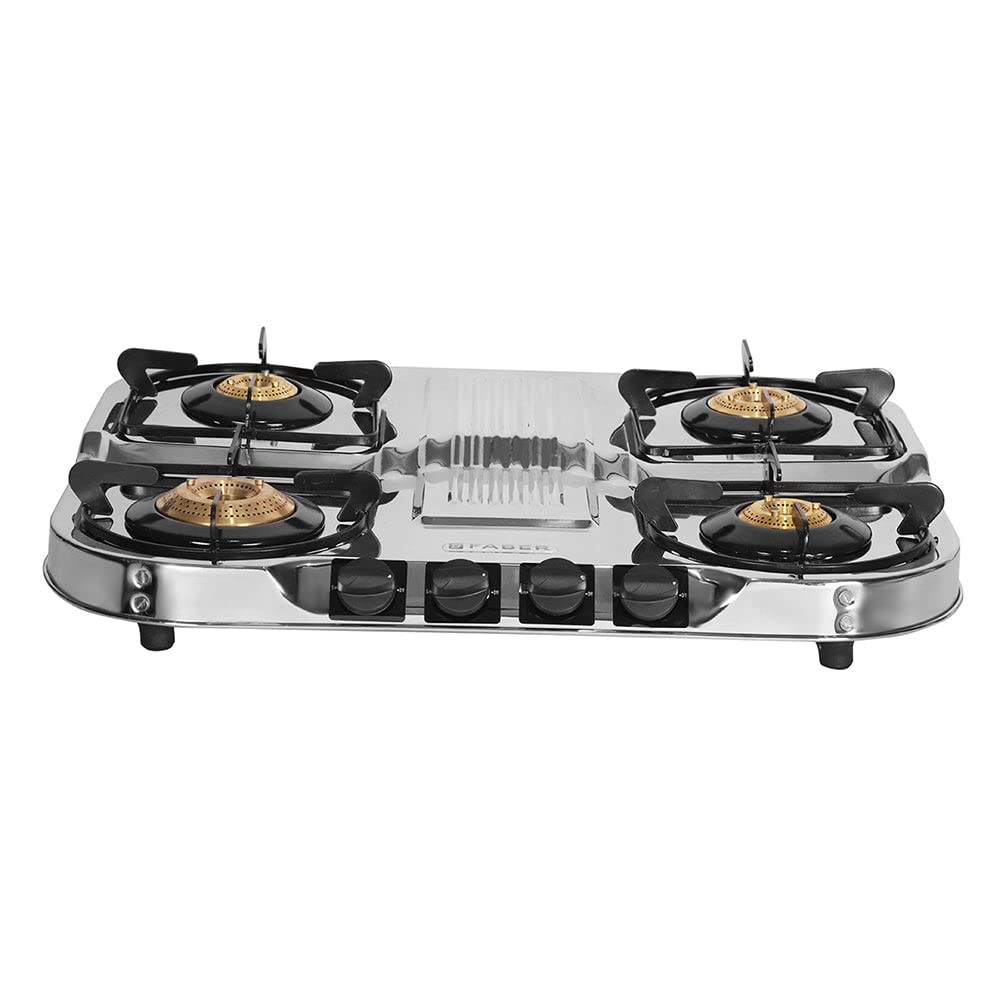 Faber Gas stove 4 burner glass cooktop (Hob Cooktop ASTRA 4BB SS) Stainless Steel, Manual Ignition 