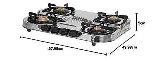 Faber Gas stove 4 burner glass cooktop (Hob Cooktop ASTRA 4BB SS) Stainless Steel, Manual Ignition 