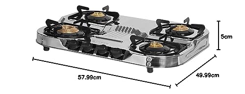 Faber Gas stove 4 burner glass cooktop (Hob Cooktop ASTRA 4BB SS) Stainless Steel, Manual Ignition 