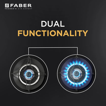 Faber HOB 5 Burner | Auto Ignition | Spillage Proof | HOB SUPERIA HT905 BR AI | Concealed Chamber | Metal Knobs | Pan Support | Black Glass Finish |5 Yr Warranty On Burner & Glass | 1 Yr Comprehensive 