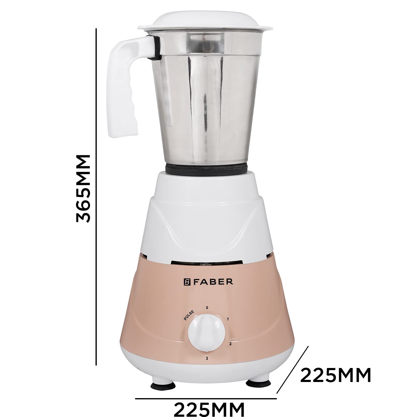 Faber Marvel 500W Blender Mixer Grinder, || Low-Noise, up to 18000 RPM Speed || 1 Year Comprehensive Warranty (FMG Marvel 500W 3J PW) Peach White 