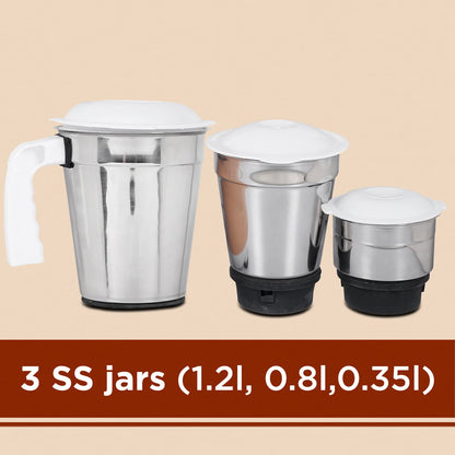 Faber Marvel 500W Blender Mixer Grinder, || Low-Noise, up to 18000 RPM Speed || 1 Year Comprehensive Warranty (FMG Marvel 500W 3J PW) Peach White 
