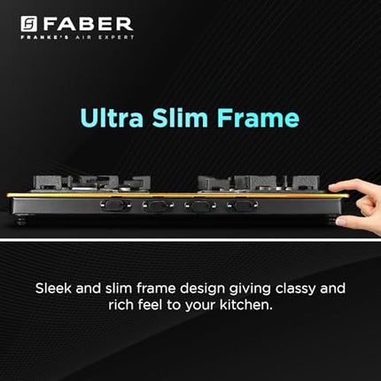Faber Stylish 4 Brass Burners 69cm Sleek Cooktop |Manual Ignition|MS Powder Coated Pan Support|Black Glass Finish|5 Yrs Warranty Glass & Burners|2 Yrs Comprehensive & Valve| Cooktop Prince Plus 4BB BK 