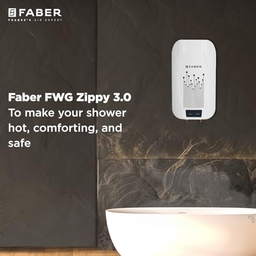 Faber Zippy Instant Geyser 3 Litre| 3000W Powerful Heating | Superior Energy Efficiency | Suitable for Kitchen & Bathroom | 5Yr Tank, 3Yr Heating Element 2 Yr Product Warranty by Faber| FWG Zippy 3.0 