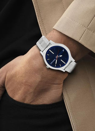 Fastrack Fundamentals Quartz Analog Blue Dial Stainless Steel Strap Watch for Guys-NS38051SM03 