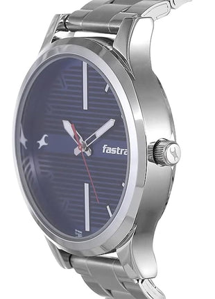 Fastrack Fundamentals Quartz Analog Blue Dial Stainless Steel Strap Watch for Guys-NS38051SM03 