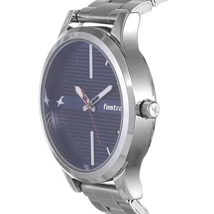 Fastrack Fundamentals Quartz Analog Blue Dial Stainless Steel Strap Watch for Guys-NS38051SM03 