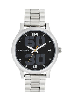 Fastrack Men Bold Quartz Analog Black Dial Stainless Steel Strap Watch for Guys-NS38051SM07 