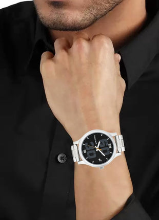 Fastrack Men Bold Quartz Analog Black Dial Stainless Steel Strap Watch for Guys-NS38051SM07 