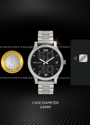 Fastrack Men Bold Quartz Analog Black Dial Stainless Steel Strap Watch for Guys-NS38051SM07 